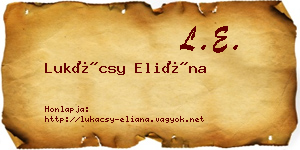 Lukácsy Eliána névjegykártya